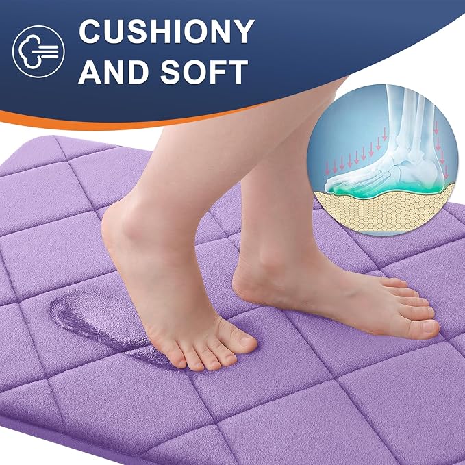 OLANLY Memory Foam Bath Mat 44x24, Ultra Soft and Absorbent Bathroom Rugs | Lavender, Quick Dry, Machine Washable Shower Bath Rugs, Comfortable Bath Carpet for Bathroom Floor, Tub and Shower
