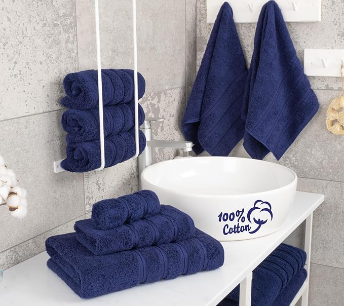 American Soft Linen 100% Cotton Luxury Turkish Towels, 6 Piece Towel Set | Soft Absorbent Quick Dry OEKO Tex Standard 100 Certificated Durable Machine Washable Premium Hotel Quality