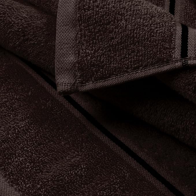 MyOwn Ultra Soft 6 Pack Cotton Towel Set, Contains 2 Bath Towels 28x55 inch, 2 Hand Towels 16x24 inch & 2 Wash Coths 12x12 inch, Ideal Everyday use, Compact & Lightweight - Chocolate Brown