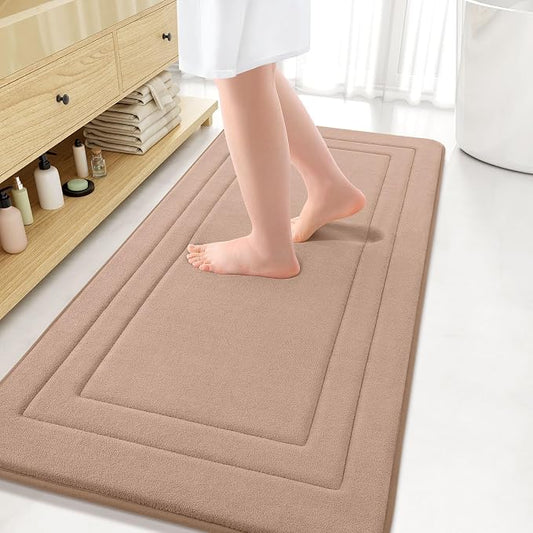 Arotive Memory Foam Bathroom Rug Mat 54x24, Ultra Soft and Absorbent Bath Mat, Machine Wash Dry, Comfortable Bath Rug Carpet for Bathroom Floor, Tub and Shower, Camel
