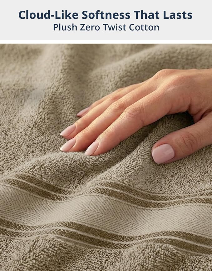 LANE LINEN Bathroom Towel Set 18 Piece Soft Absorbent Quick Dry - Taupe | Set Of Towels - Coordinated Colors, Everyday Durability, OEKO-TEX Certified, Zero-Twist Durability