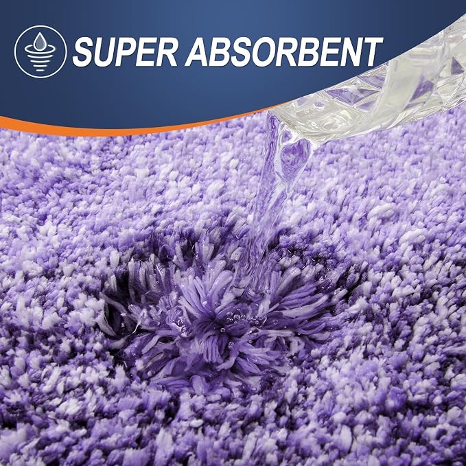 OLANLY Bathroom Rugs Sets 3 piece, Soft Microfiber Absorbent Bath Mat, U-Shaped Contour Toilet Mat and Toilet Lid Cover, Quick Dry, Machine Washable, Toilet Cover and Rug Set for Bathroom, Violet