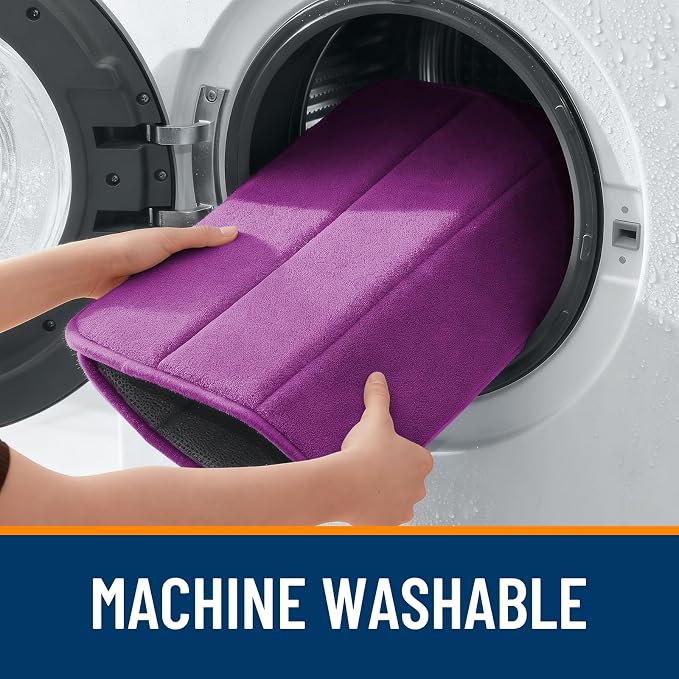 OLANLY Memory Foam Long Bathroom Rugs Runner 59x20, Super Soft Absorbent | Purple, Quick Dry Bath Mat, Machine Washable Shower Floor Rugs, Bathmat Carpet for Bathroom Floor, Tub and Shower