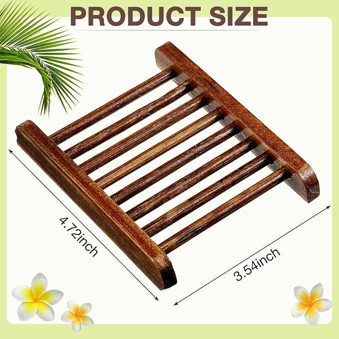 Honeydak 30 Pcs Bamboo Wood Soap Holder Wooden Soap Dish Tray Bathroom Wooden Sponge Case Handmade Bathtub Shower Dish Accessories for Home Sponge Scrubber(Charcoal)