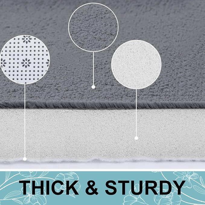 Smiry Memory Foam Toilet Rugs 24x20, Extra Soft Absorbent Bathroom Rugs | Dark Grey, Quick Dry Machine Washable Non-Slip Contour Bath Mat for Toilet
