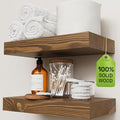 BAOBAB WORKSHOP Wood Floating Shelves for Wall 12 Inch Wide, Small Wooden Shelf Kitchen, Bathroom Shelves for Room Wall Mounted, Walnut Floating Shelves, 12W × 6.7D, Set of 2
