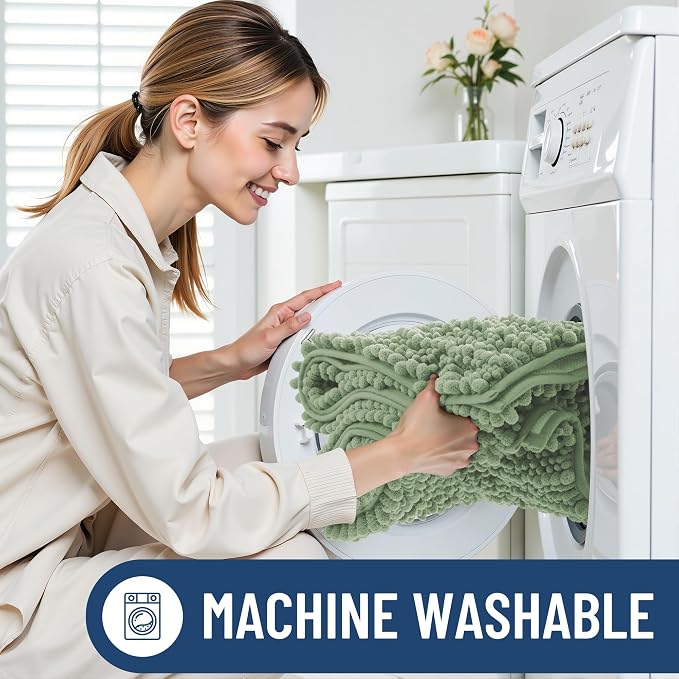 Smiry Bathroom Rugs Mat 30x20, Extra Soft Absorbent Chenille Bath Rugs, Non Slip Rubber Backing Machine Washable Quick Dry Bath Mats for Bathroom Floor, Tub, Shower, Home Decor Accessories, Sage Green