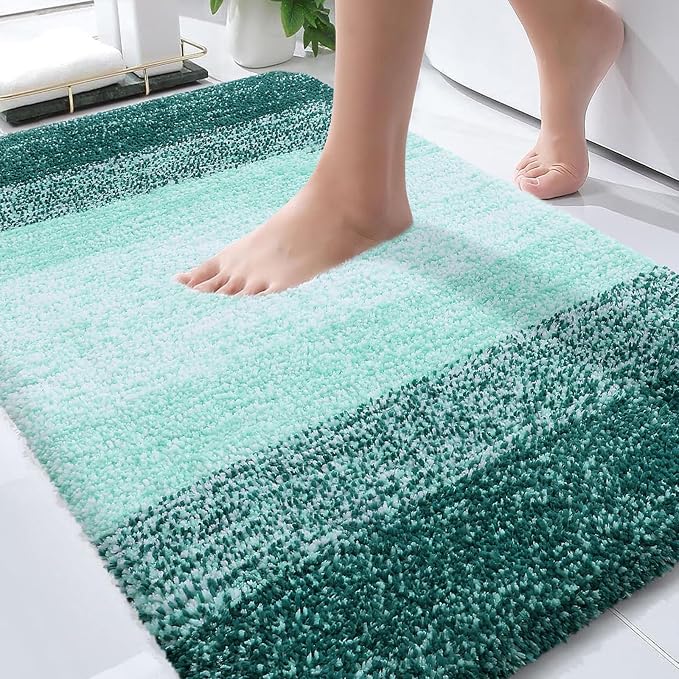 OLANLY Bathroom Rugs Mat 36x24, Extra Soft Absorbent Microfiber Bath Rugs | Blackish Green, Non-Slip Quick-Drying Rubber Backing, Washable Bath Mat for Floor, Tub and Shower, Home Decor Accessories