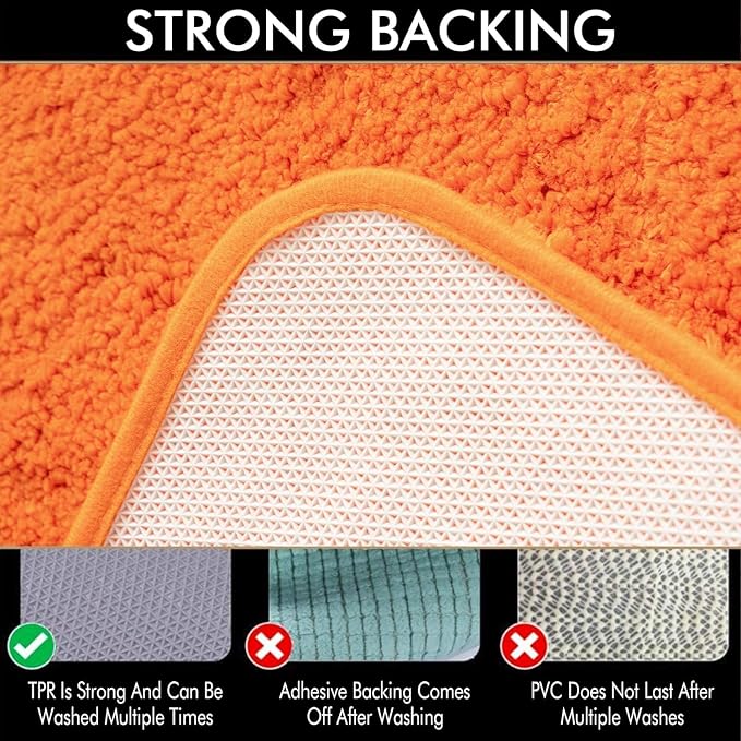 MIULEE Fall Orange Bathroom Rugs Set 2 Piece Soft Bath Mats 16x24+20x30 in | Soft Absorbent Microfiber Bath Rugs, Non Slip, Quick Dry, Fluffy Bath Rugs for Bathroom Floor Tub Showers, Machine Washable