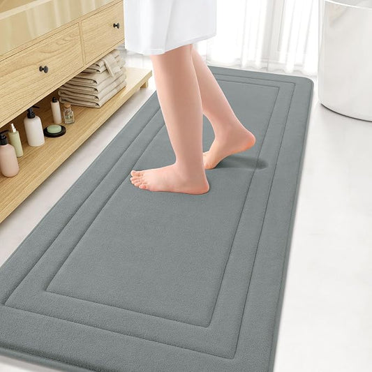 Arotive Memory Foam Bathroom Rug Mat 70x24, Ultra Soft and Absorbent Bath Mat, Machine Wash Dry, Comfortable Bath Rug Carpet for Bathroom Floor, Tub and Shower, Grey
