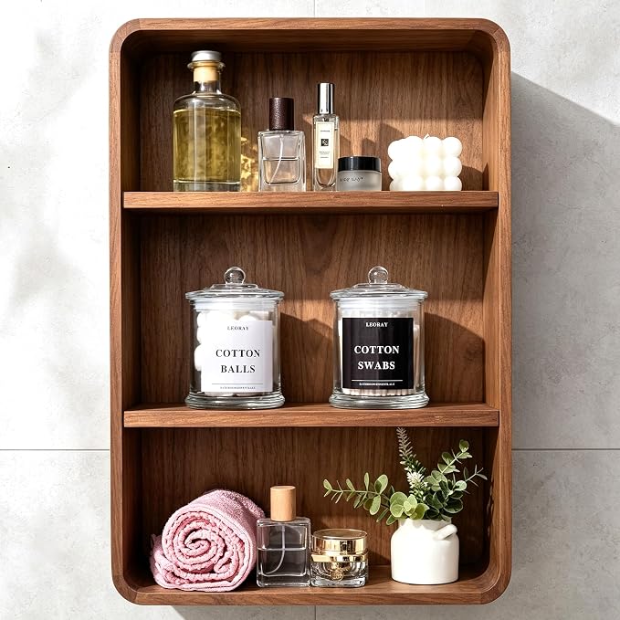 LEORAY 2 Pack Glass Qtip Holder Dispenser with Lids, Airtight Waterproof Apothecary Jars, 16 Oz Vanity Organizer Bathroom Canisters for Cotton Swabs, Balls, Pads, Floss Picks, Transparent