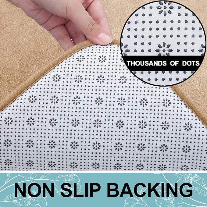 Smiry Memory Foam Bath Mat 24x16, Extra Soft and Absorbent Bathroom Rugs | Camel, Quick Dry Machine Washable Non-Slip Bath Mat for Bathroom Floor, Shower and Tub