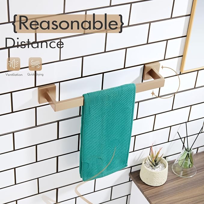 KOKOSIRI 12-Inch Towel Bar for Bathroom Kitchen Towel Holder Wall Mounted SUS304 Stainless Steel Towels Rack, Champagne Bronze B4003CPG-L12
