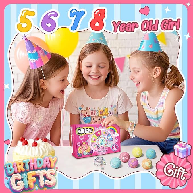 Sanyi Unicorn Bath Bombs for Kids with Bracelet Inside, Gifts for Girls 4-8 | Bubble Bath Toys, Birthday Gifts, Boo Basket Stuffers, Christmas Stocking Stuffers for 4 5 6 8 Girl, Daughter, Granddaughter