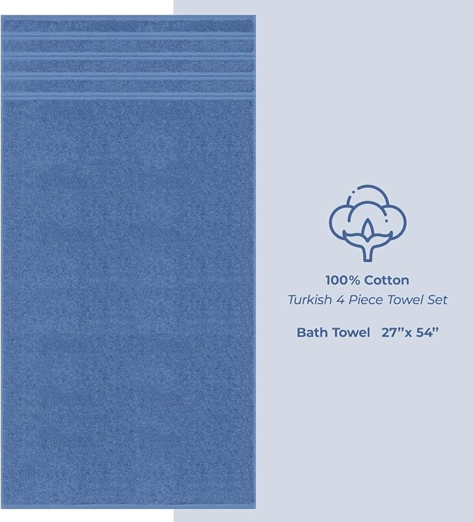 American Soft Linen 100% Cotton Luxury Turkish Towels, 4 PC Bath Towel Set | Soft Absorbent Quick Dry OEKO Tex Standard 100 Certificated Durable Machine Washable Premium Hotel Quality