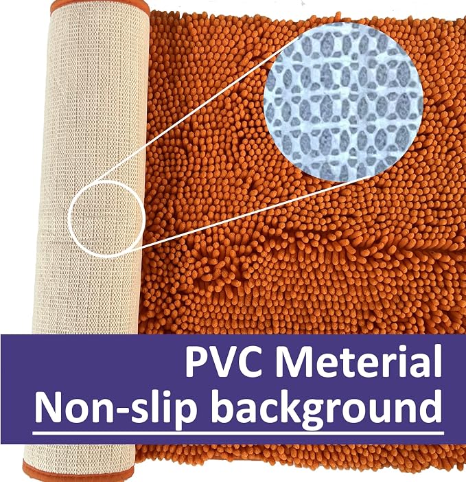RUN HELIX Bathroom Rugs 3 Pieces Orange Bath Rugs Fall Shower Rugs with U-Shaped Contour Toilet Mat Absorbent Chenille Plush Bath Mats Non Slip Bath Rugs Bathroom Floor Mats Bath Mat Living Rug Set