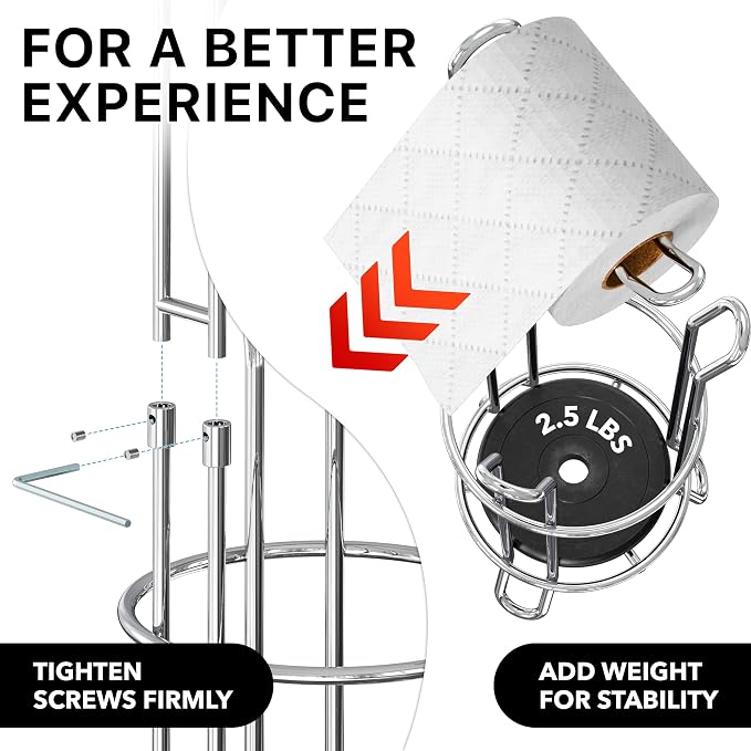 Simple Houseware Bathroom Toilet Paper Storage Holder Stand Shelf, Chrome | 4 Paper Rolls, 7.25" x 7.25" x 23.5", Wired