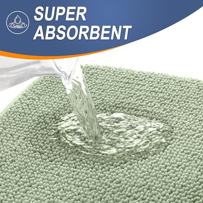 OLANLY Memory Foam Small Bathroom Rug 24x16, Absorbent Bath Mat, Sage Green | Soft Quick Dry Bath Rugs, Non-Slip Carpet, Machine Washable Mat for Bathroom Floor, Tub and Shower, Home Decor Accessories