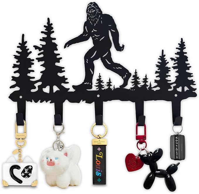 Bigfoot Sasquatch Metal Coat Hooks Wall Mount-Bigfoot Sasquatch Hangers and Key Holder-Clothes Hat Rack and Backpack Hanger Decor for Storage, Living Room, Hallway, Office Gift