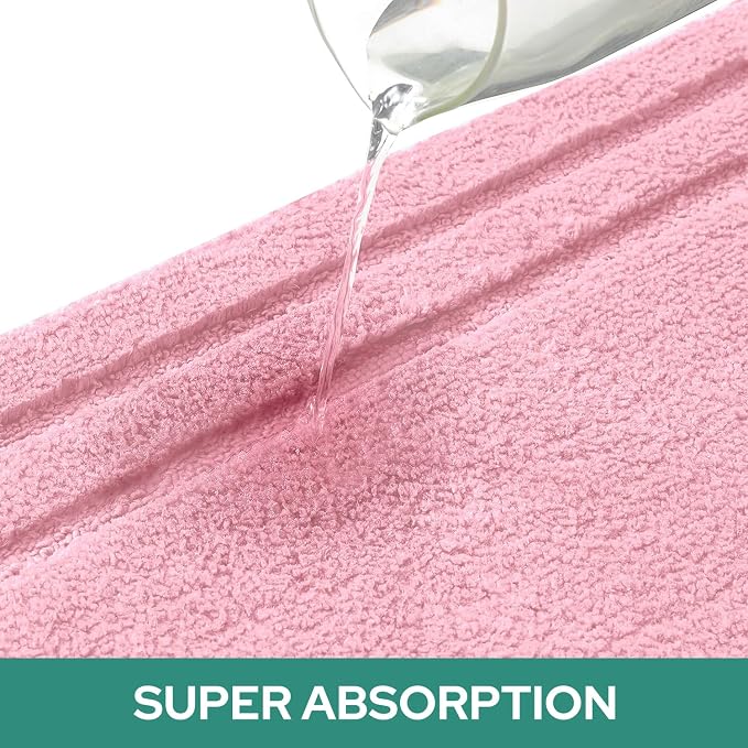 HOMEIDEAS Bathroom Rugs Sets 2 Piece, Super Soft and Absorbent Non Slip Microfiber U-Shaped Toilet Bath Mat Set (20"x32"+U20 x24, Light Pink) | Super Soft and Absorbent Non Slip Microfiber Bath Rug，Machine Washable, for Bathroom, 20"x32"+U Shape 20"x24"