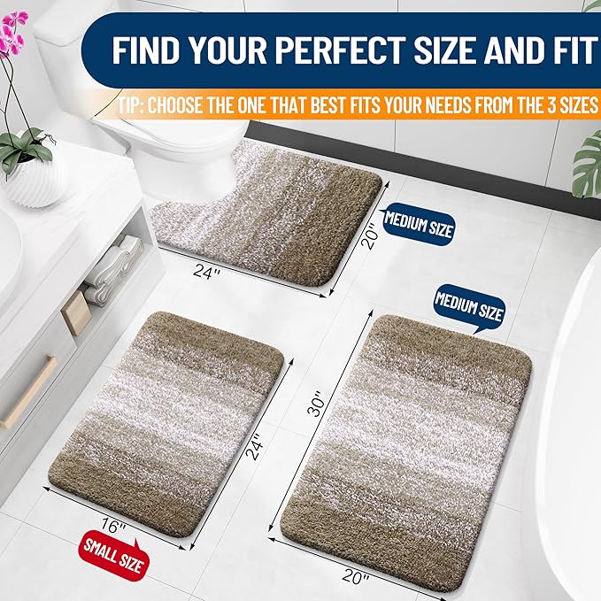 OLANLY Bathroom Runner Rug 70x20, Extra Soft Absorbent Microfiber Bath Rugs | Coffee, Non-Slip Quick-Drying Rubber Backing, Washable Long Bath Mat for Floor, Tub and Shower, Home Decor
