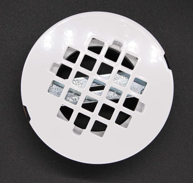 Westbrass 4-1/4" OD Casper Brass Snap-In Shower Strainer Grid, Powder Coat White, D319-50