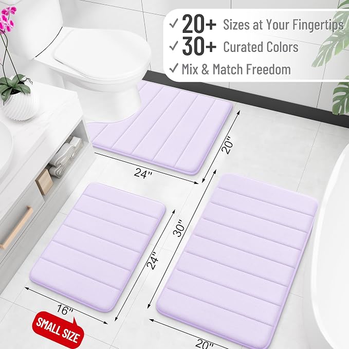 OLANLY Memory Foam Long Bathroom Rugs Runner 59x24, Super Soft Absorbent | Lavender, Quick Dry Bath Mat, Machine Washable Shower Floor Rugs, Bathmat Carpet for Bathroom Floor, Tub and Shower