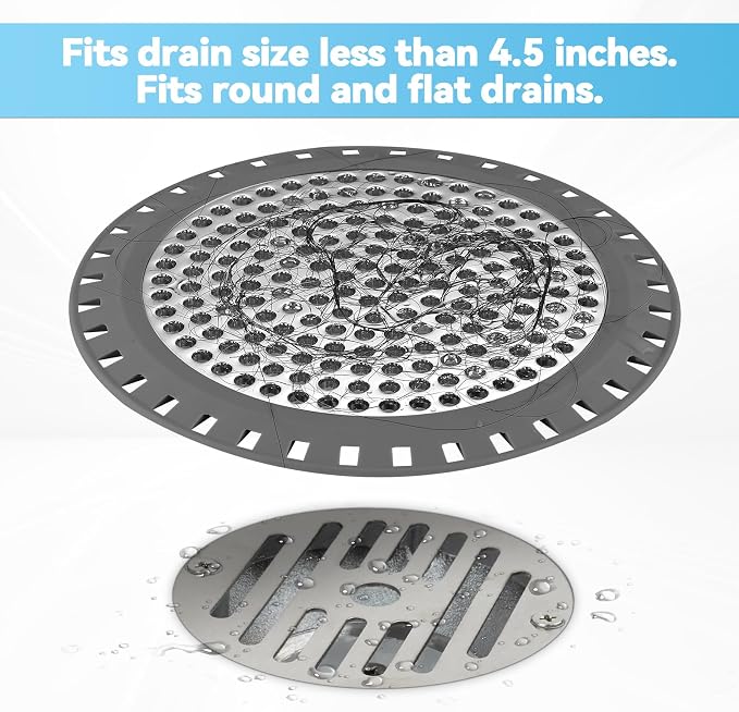 Shower Drain Hair Catcher,Aluvor Shower Drain Cover Bathtub Drain Strainer | Weighted Metal Hair Trap Stopper Sink Protector Filter Bathroom Flat Strainer Stopper