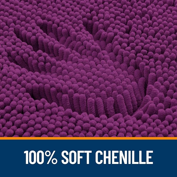 OLANLY Bathroom Runner Rugs 59x24, Extra Soft Absorbent Chenille Bath Rugs | Purple, Quick-Drying Rubber Backing, Washable Long Bath Mat for Bathroom Floor, Tub and Shower, Home Decor Accessories