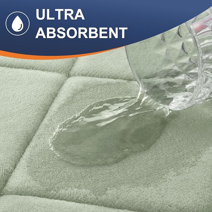 OLANLY Memory Foam Bath Mat 36x24, Ultra Soft and Absorbent Bathroom Rugs | Sage Green, Quick Dry, Machine Washable Shower Bath Rugs, Comfortable Bath Carpet for Bathroom Floor, Tub and Shower
