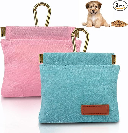 2Pcs Hands Free Dog Treat Pouches for Training, Walking and Outdoor Use | Dog Treat Bag with Carabiner, Hands Free, Auto Closing Pet Treat Pouch for Training,Walking, Hiking
