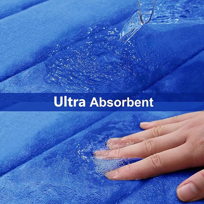Buganda Memory Foam Bath Mat 24 x 16, Ultra Soft Absorbent Bathroom Rugs | Royal Blue, Machine Washable Quick Dry Bath Mats for Bathroom Floor, Shower and Tub, Home Decor Accessories