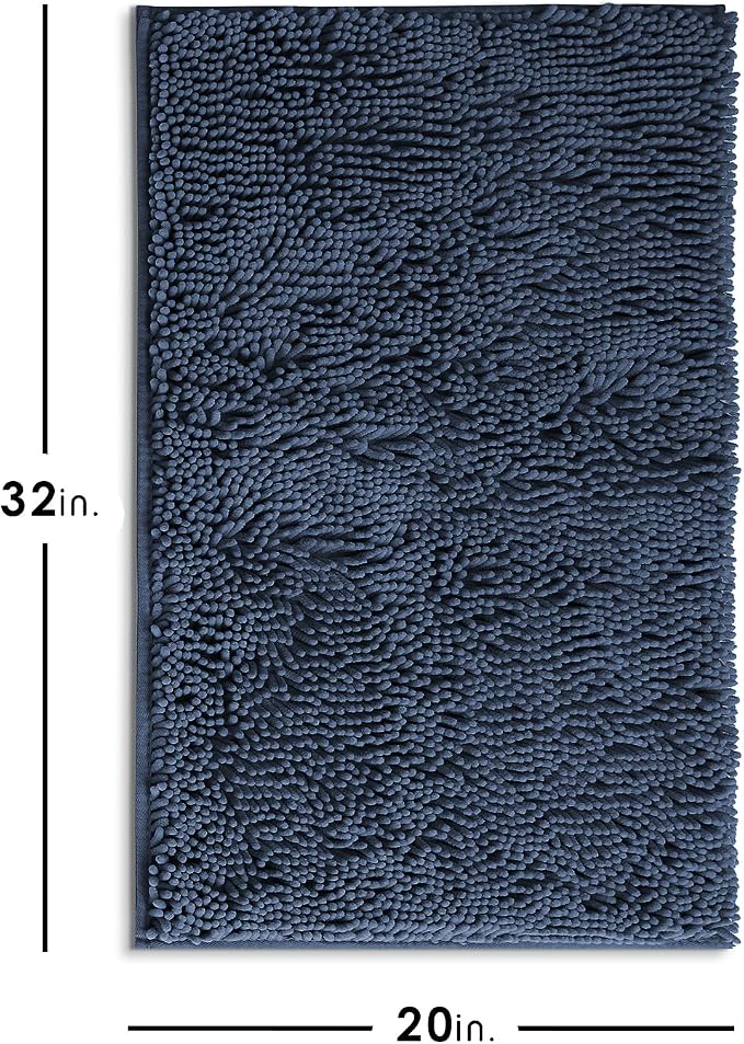 Hearth & Harbor Bathroom Rugs, Chenille Bath Mat - Machine Washable Bath Mats for Bathroom Non-Slip Backing Rubber, Quick Dry Bathroom Mat