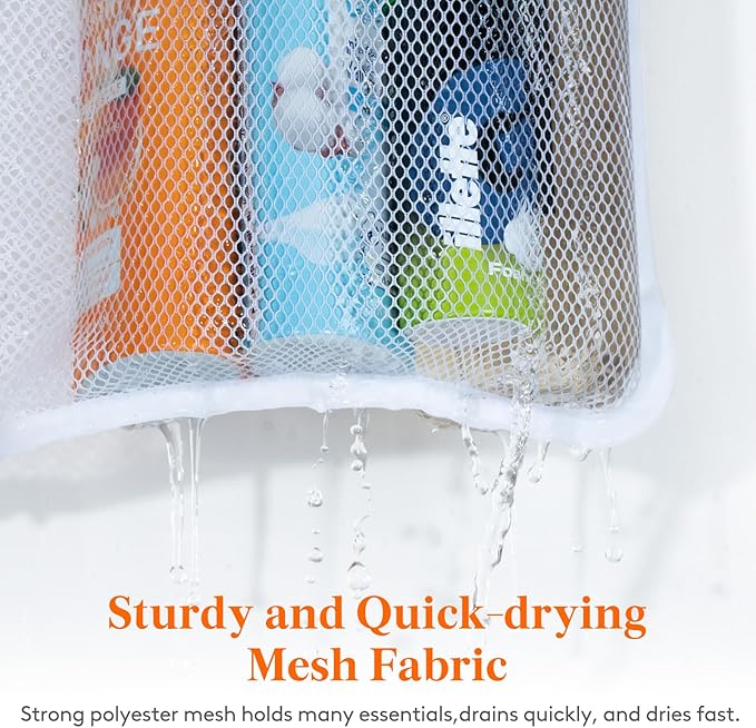 Lifewit Cruise Essentials Shower Caddy Must-Have, 7 Pockets Hanging Bathroom Organizer with Quick-Dry Mesh, Portable Shower Bag to Storage Soap, Shampoo, for RVing, Travel, Camping, White, 1 Pack | 14" x 30", Attached 3 Hooks, Quick-Dry, Portable, Crui...