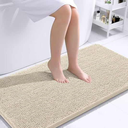 OLANLY Bathroom Runner Rugs 44x24, Extra Soft Absorbent Chenille Bath Rugs | Sand, Quick-Drying Rubber Backing, Machine Washable Long Bath Mat for Bathroom Floor, Tub and Shower, Home Decor Accessories