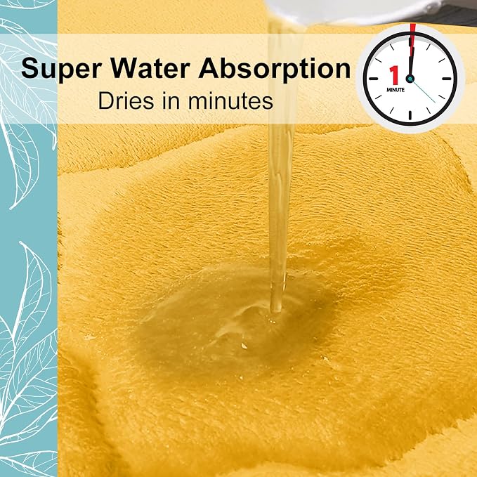 OLANLY Memory Foam Bath Mat Rug 40x32, Ultra Soft Bathroom Rugs, Yellow | Thick Absorbent Carpet, Non-Slip Backing, Machine Washable, for Bathroom Floor, Tub, Shower and Home Decor Accessories