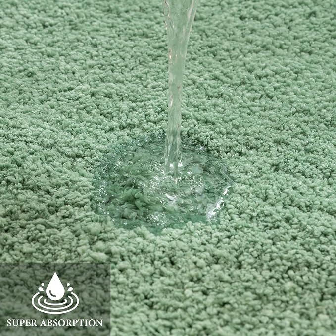 MIULEE Sage Green Bathroom Rugs Set 2 Piece Soft Bath Mats 16x24+16x48 Inch | Soft Absorbent Microfiber Bath Rugs, Non Slip, Quick Dry, Fluffy Bath Rugs for Bathroom Floor Tub Showers, Machine Washable