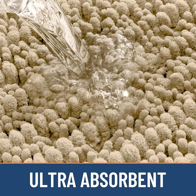 Smiry Bathroom Rugs Sets 2 Piece (30x20+24x16), Extra Soft Bath Mats | Beige Soft Absorbent, Rubber Backing Machine Washable Quick Dry Chenille Bath Rug Set for Tub, Shower, and Floor