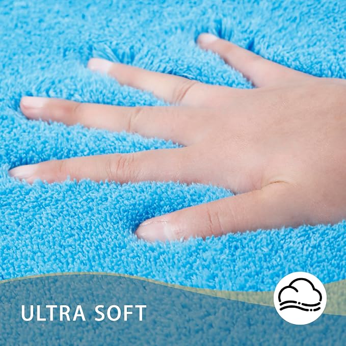 MINIDEAR Bathroom Rugs 24x17 Lake Blue - Thick Memory Foam Bath Mat, Ultra Soft & Plush Fluffy, Non-Slip, Quick Dry, Absorbent Washable Floor Microfiber Mat for Tub, Home Decor Accessories