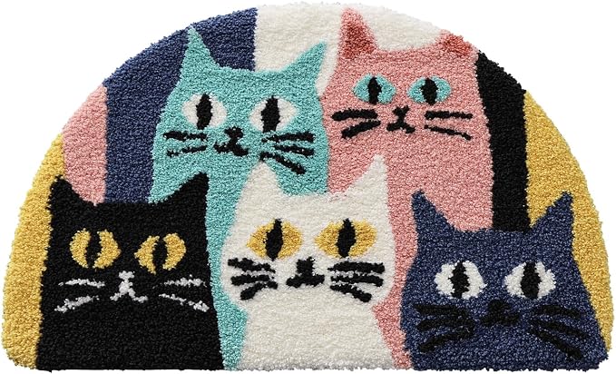 LUMI Cute Cat Bathroom Rug, Soft Absorbent Microfiber Bath Mat, Non-Slip for Kids Bathroom, Shower, Entryway, Bedroom, Machine Washable, Kawaii Cat Floor Mat, 20"x32"