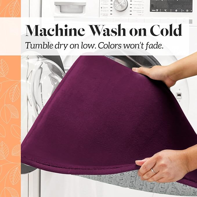 Memory Foam Bath Mat Non Slip Absorbent Super Cozy Velvet Bathroom Rug Carpet (60 inches X 24 inches, Eggplant)