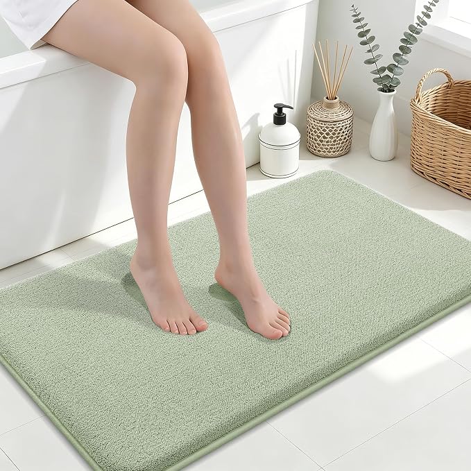 Smiry Memory Foam Bath Mat 40x24, Extra Soft Absorbent Bathroom Rugs | Sage Green Quick Dry, Machine Washable Bath Mats for Bathroom, Shower, Tub and Home Decor Accessories