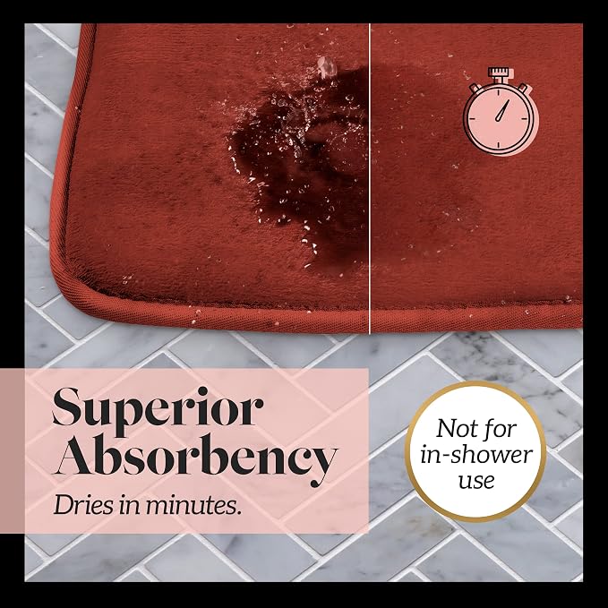 Memory Foam Bath Mat Non Slip Absorbent Super Cozy Velvet Bathroom Rug Carpet (24 inches X 48 inches, Autumn Glaze)