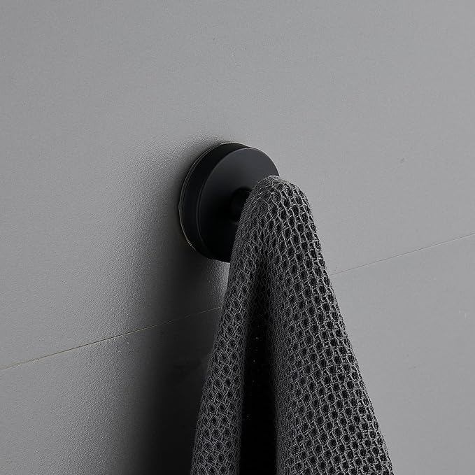 Suction Cup Hooks for Shower, Wreath Hangers for Front Door, Glass Door & Window - Strong Towel, Bath Robe, Loofah Hook Holder for Hanging up to 15 lbs - Waterproof (Black, 4 Pack)