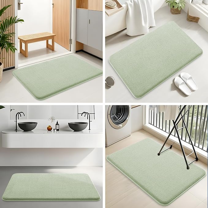 Smiry Memory Foam Bath Mat 40x24, Extra Soft Absorbent Bathroom Rugs | Sage Green Quick Dry, Machine Washable Bath Mats for Bathroom, Shower, Tub and Home Decor Accessories