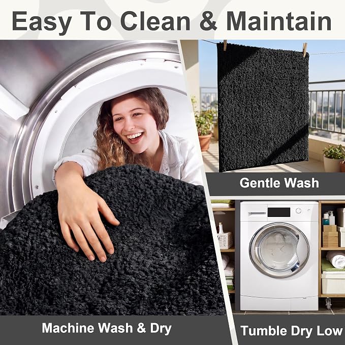 Bathroom Rugs Sets 2 Piece Non Slip Washable Bath Mat Set | Soft Absorbent bathroom mat set Microfiber bathroom floor mat Rubber Backed bath rug set for Floor, Tub and Shower