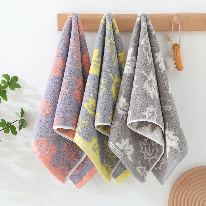 3 Pack Decorative Maple Leaf Hand Towels for Bathroom | Decorative Hand Towel Set for Face Spa Bath Gym Kitchen, 13x30 Inch, Premium materials ensure