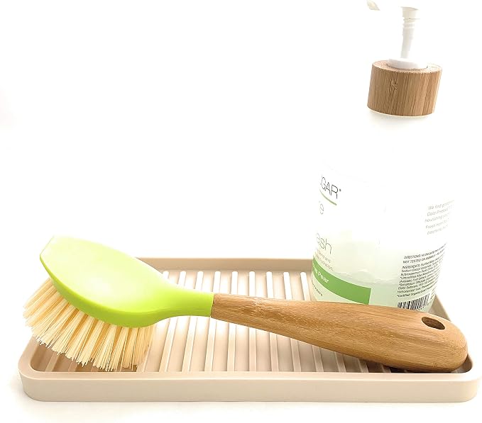 Silicone Sink and Surface Organizer Tray, Sponge Holder, Vanity Tray, Trivet, Heat Safe, Dishwasher Safe, for Bathroom and Kitchen Organization (Sand Dollar, 10"x5.25")