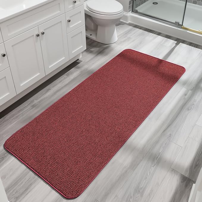 Bosap Bath Mat,Ultra Thin Bathroom Runner Rugs,Large Bath Mats for Bathroom | Quick Dry,Non-Slip,Machine Washable,Low Pile,Bath Rug,Shower Outside,Sink,Home Decor Accessories.Red,3'x6'(36x72inch)