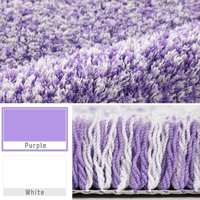 Yimobra Bathroom Rugs Non Slip Washable, Ultra Soft and Water Absorbent Bath Mats, Plush Fluffy Shower Mat Outside, Microfiber Thick Matts for Bathroom Floor/Sink, 24X17, Purple and White